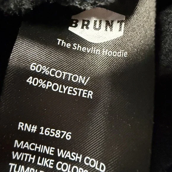 BRUNT The Shevlin Hoodie Black 3X Large Snap Neck Cotton Polyester Blend - Picture 6 of 9